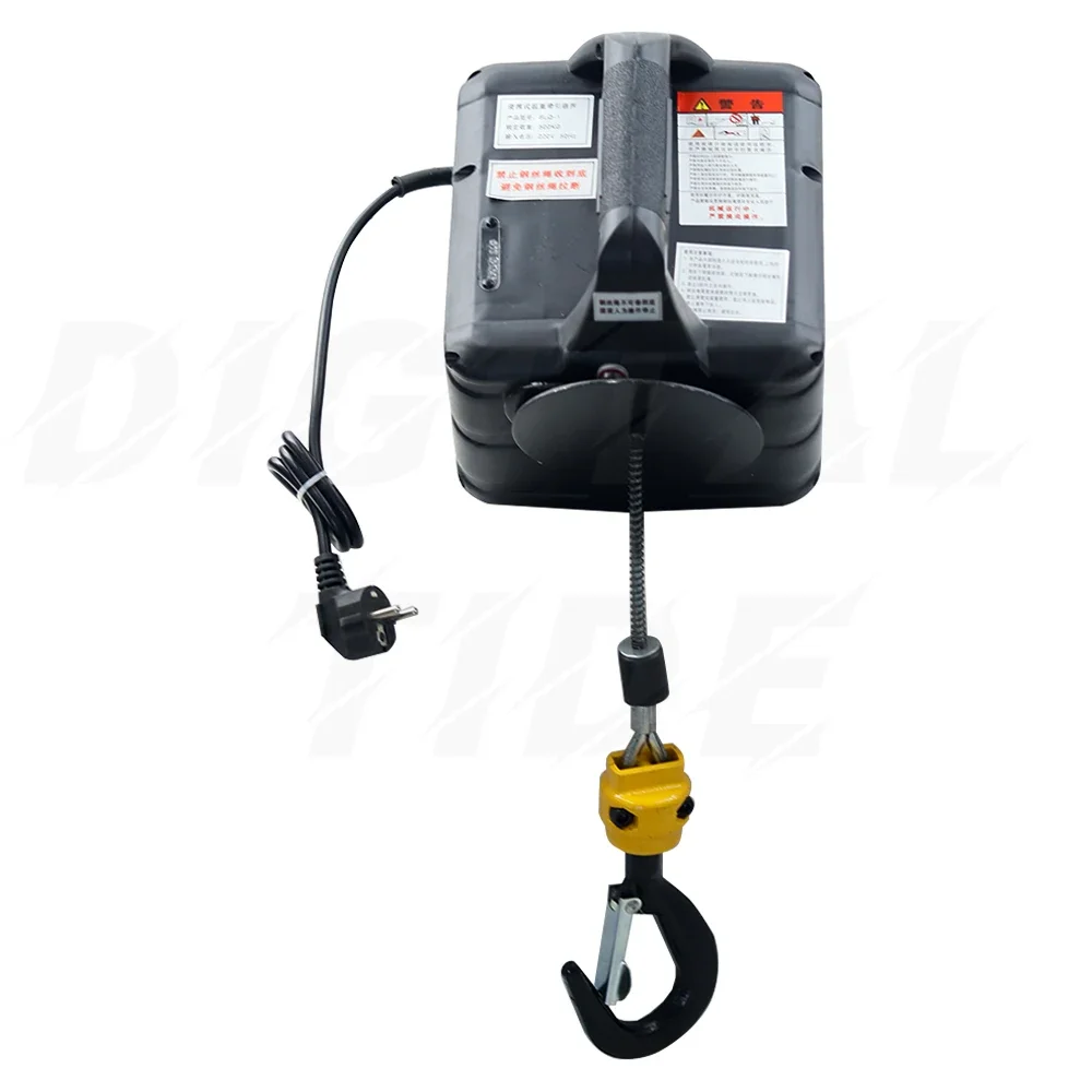 3in1 Portable Electric Hoist 220V Wireless Remote Control Winch Crane Machine Hook Pulley System 500kg Capacity with Gloves