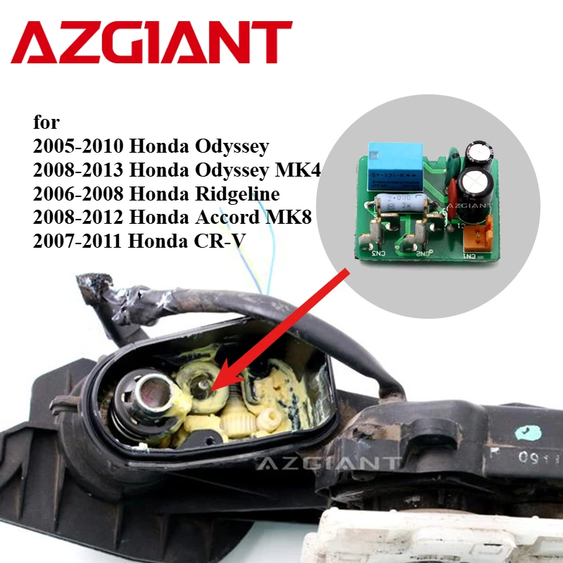 AZGIANT For Honda Odyssey MK3 MK4 Ridgeline Accord MK8 CR-V Car Rearview Exterior Fold Mirrors Motor Repair DIY PCB Left Right