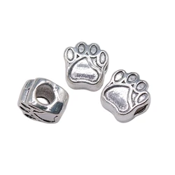 WYSIWYG 3pcs 11x11x7mm Dog Paw European Big Hole Beads Paw Beads Charms Paw Charms Beads For Jewelry Making