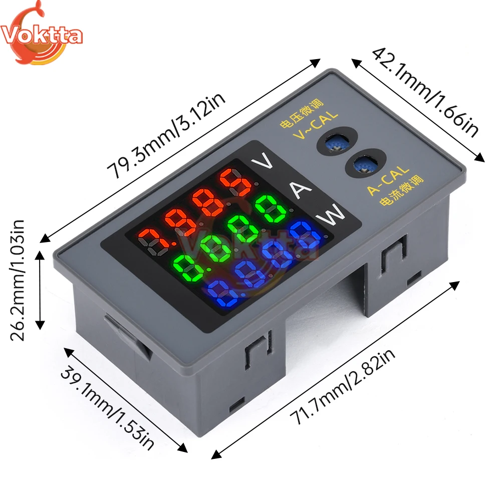 Imagem -05 - Voltímetro Digital e Amperímetro Medidor de Potência Wattímetro Tensão Corrente Tester Detector Dígitos dc 0100v 10a 1000w Dc730