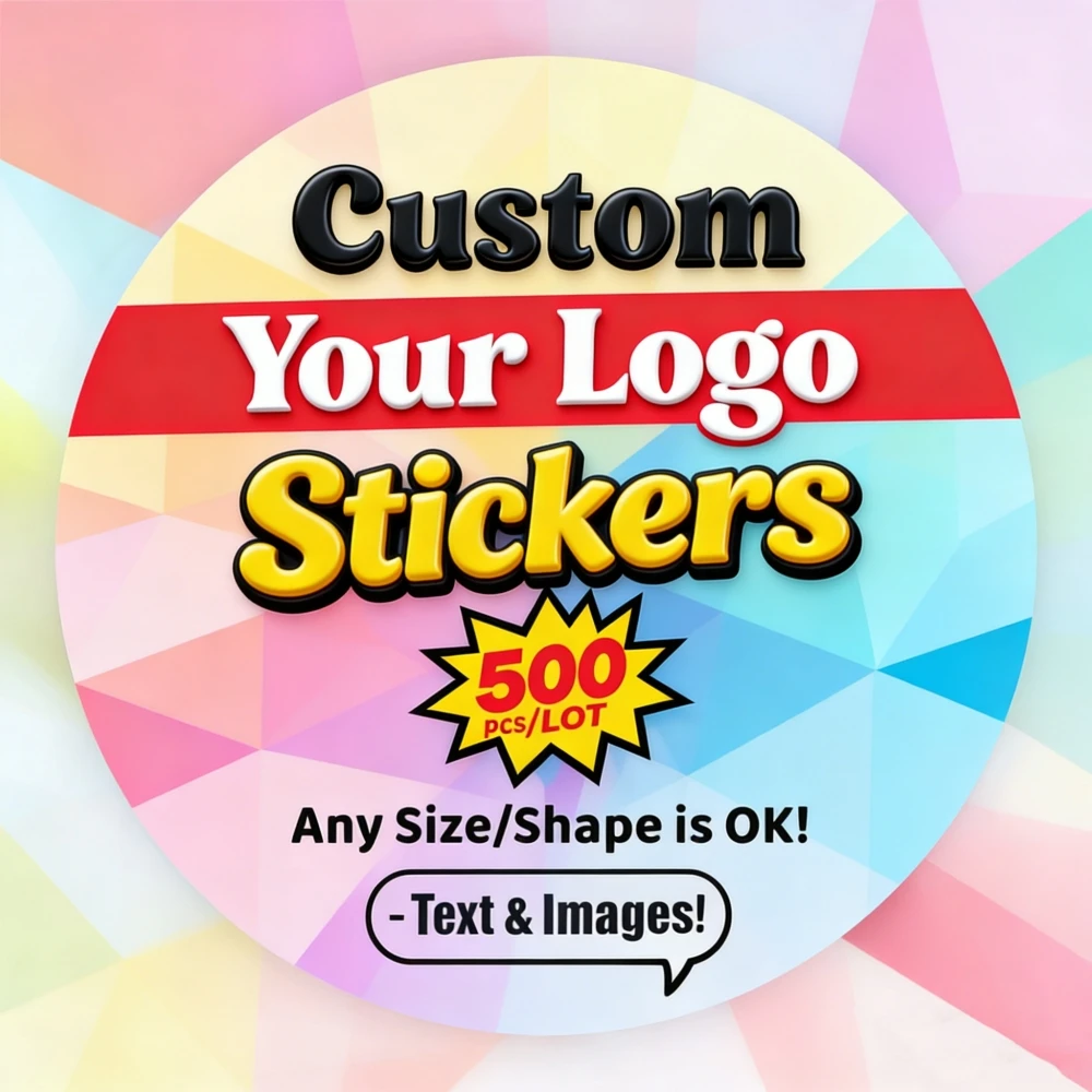 

500PCS Custom Stickers Personalized Stickers Waterproof Custom Logo Labels for Wedding Birthday Gift Box Envelope Packaging