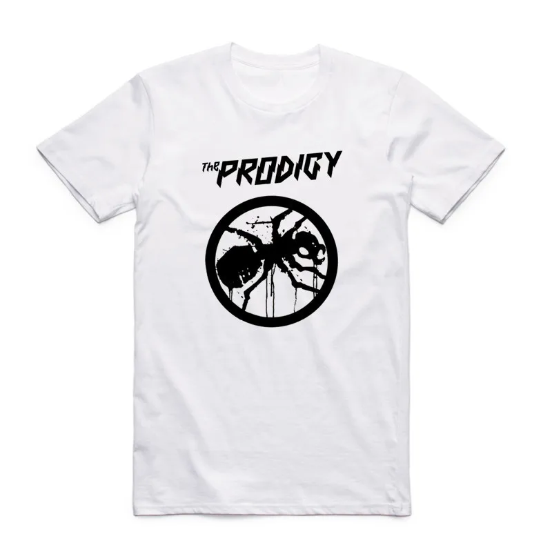 

2025 2019 Men Print THE PRODIGY EXPERIENCE White T Shirt THE PRODIGY Metal Rock Band Summer O Neck Short Sleeves T-shirt