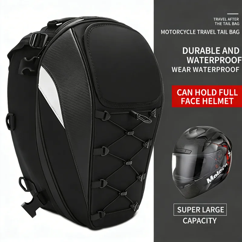 

Outdoor Motorcycle Tail Bag Rear Seat Bag Waterproof Expandable Capacity Multifunction Backpack Tailbag Helmet Cycling Bag