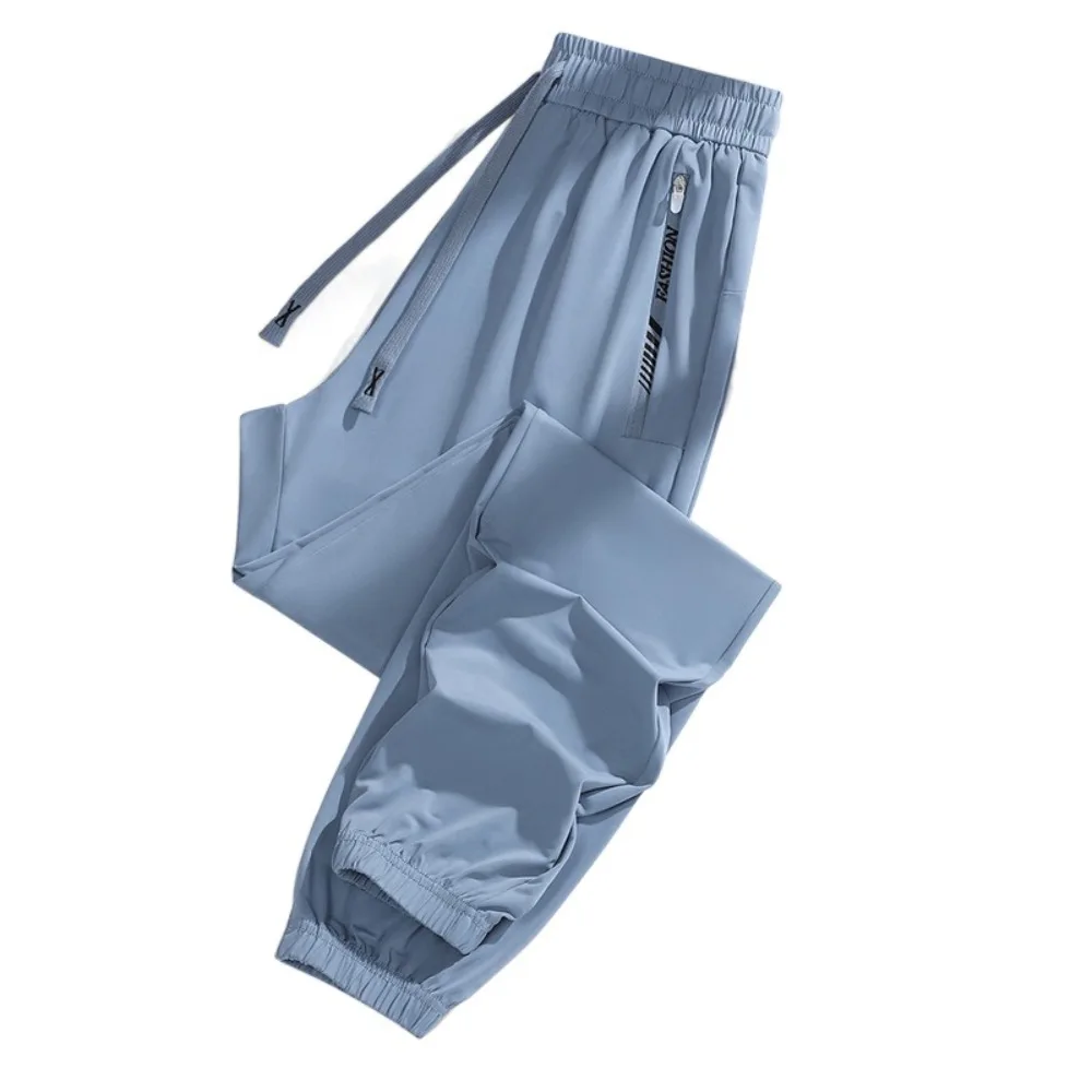 

Slimming Ice Silk Sports Pants Loose Zip Pocket Running Pants Breathable Quick Drying Fitness Pants Running