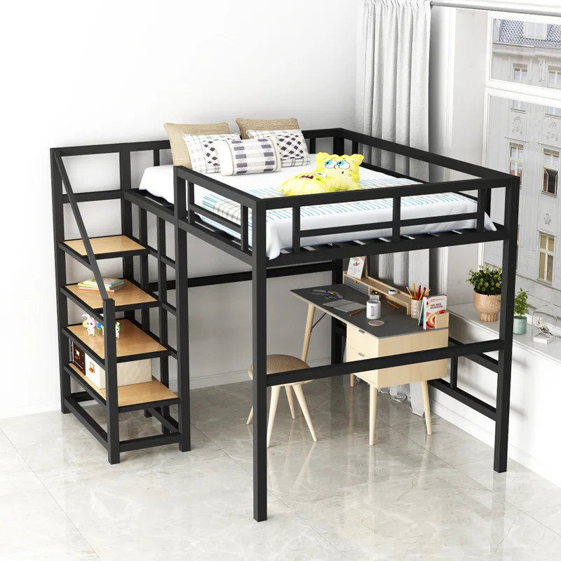 Simple double elevated bed household bedroom double iron bed