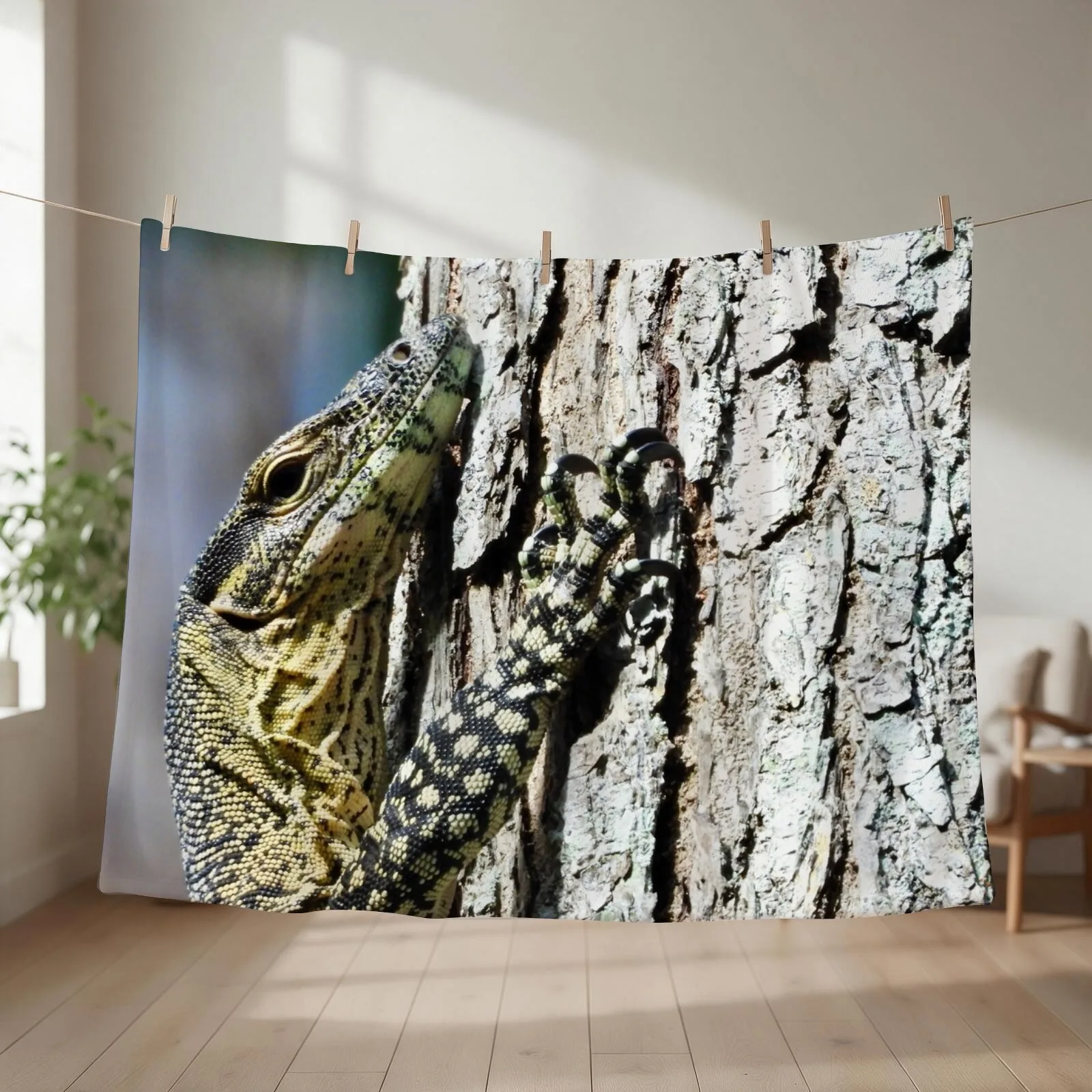 Goanna monitor Lizard hugging a tree Throw Blanket Softest Stuffeds blankets ands Large Blankets