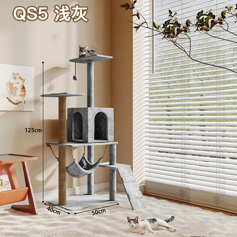 Árbol rascador todo en uno con cama y plataforma para gatos de interior - imagen 3