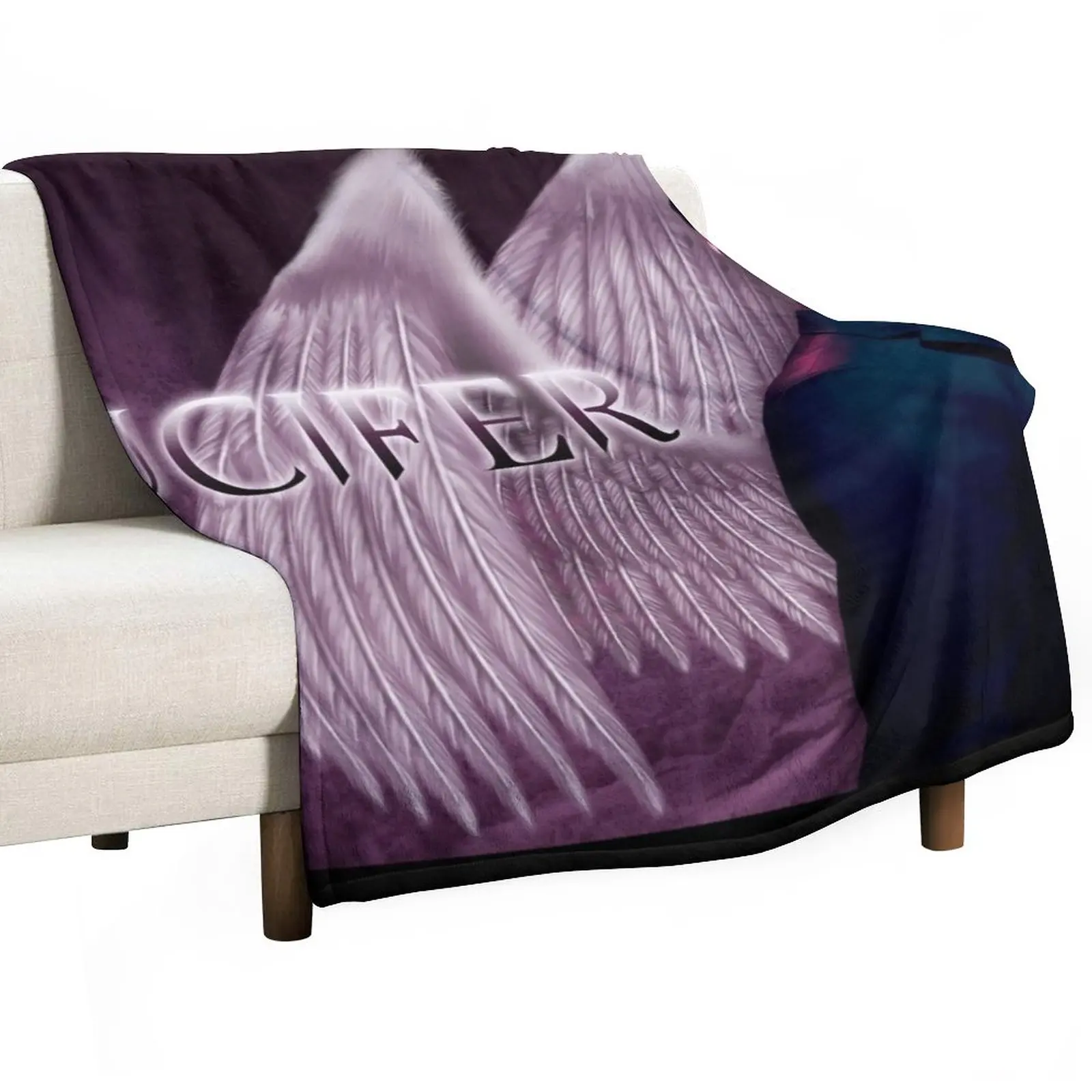 

Lucifer Purple Wings Throw Blanket Dorm Room Essentials blankets and blankets Hairy Blanket Luxury Throw Blanket