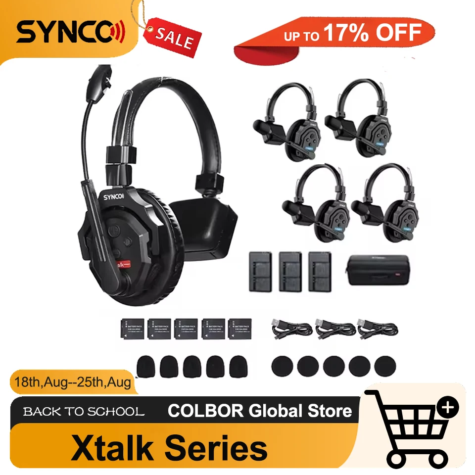 

SYNCO Xtalk 2.4G Wireless Intercom System X5 Master Free Noise Reduction Intercom Headset for Filmmaking Broadcast Television