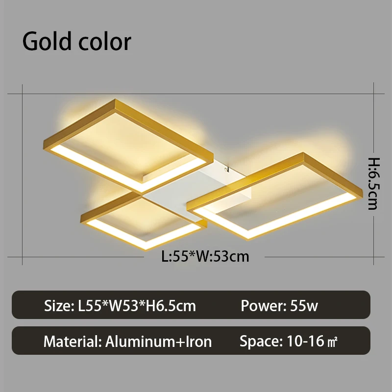 Imagem -06 - Modernas Luzes de Teto Led Lâmpadas para Sala Quarto Sala de Estudo Decoração Dourado Preto Lustres Luminárias