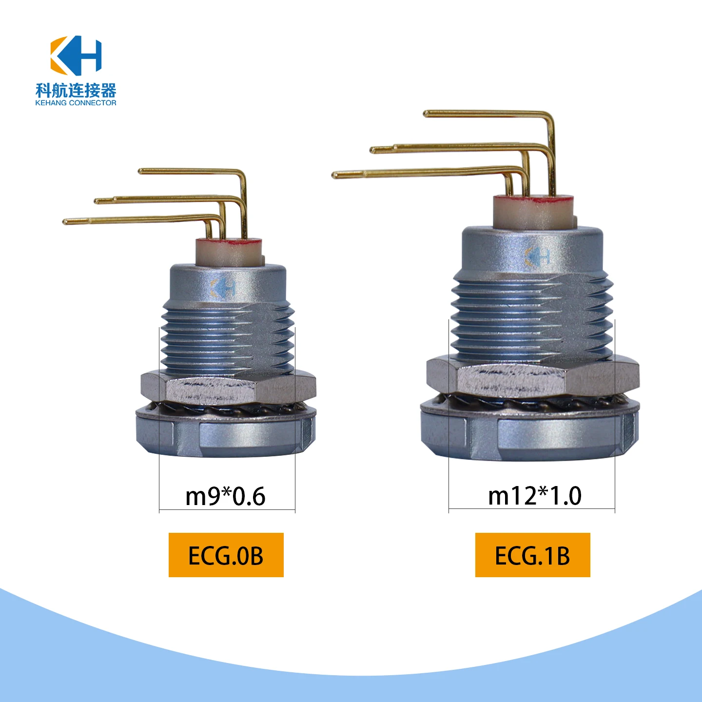 B Series ECG 90 Degree Bent Pin PCB Board Dual Nut Socket 0B1B Rem Compatible FGGFFG Aviation Plug Connector