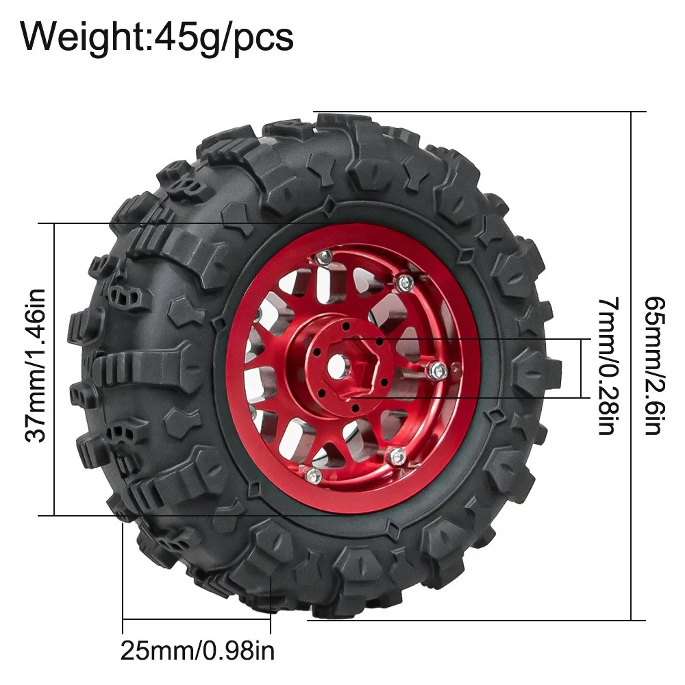 

Aluminum Alloy 1.3 Inch Beadlock Wheel Rim Tire For 1/24 Fms24 Axial Scx24 1/18 Trxs Trx4m Trx4-m Rc Crawler Car Tire