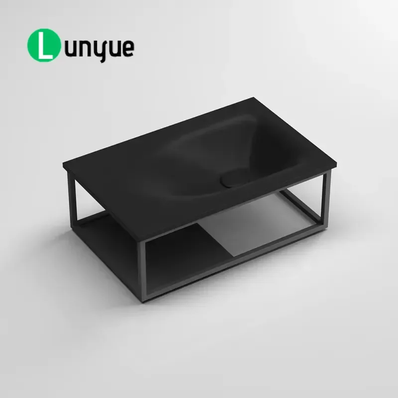 Custom Artificial Stone Wash Basin with Cast Iron Bracket Solid Surface Resin Sink Modern Bathroom Vanity for Home Hotel