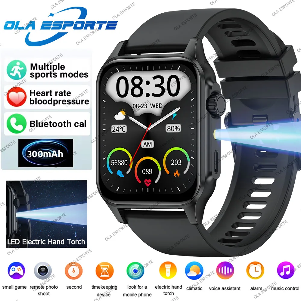 

Светодиодный фонарик Смарт-часы Bluetooth-вызов Смарт-часы Сердечный ритм Женский монитор здоровья Пользовательский циферблат Водонепроницаемые модные умные часы