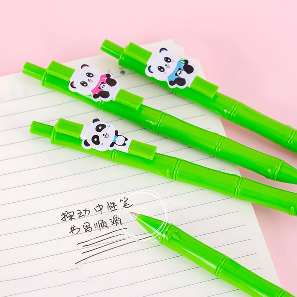 

8 Pcs Bamboo Water-based Pens Lovely Kids Writing Stationery Panda Designed Gel Ink Pens for Students School Office Use