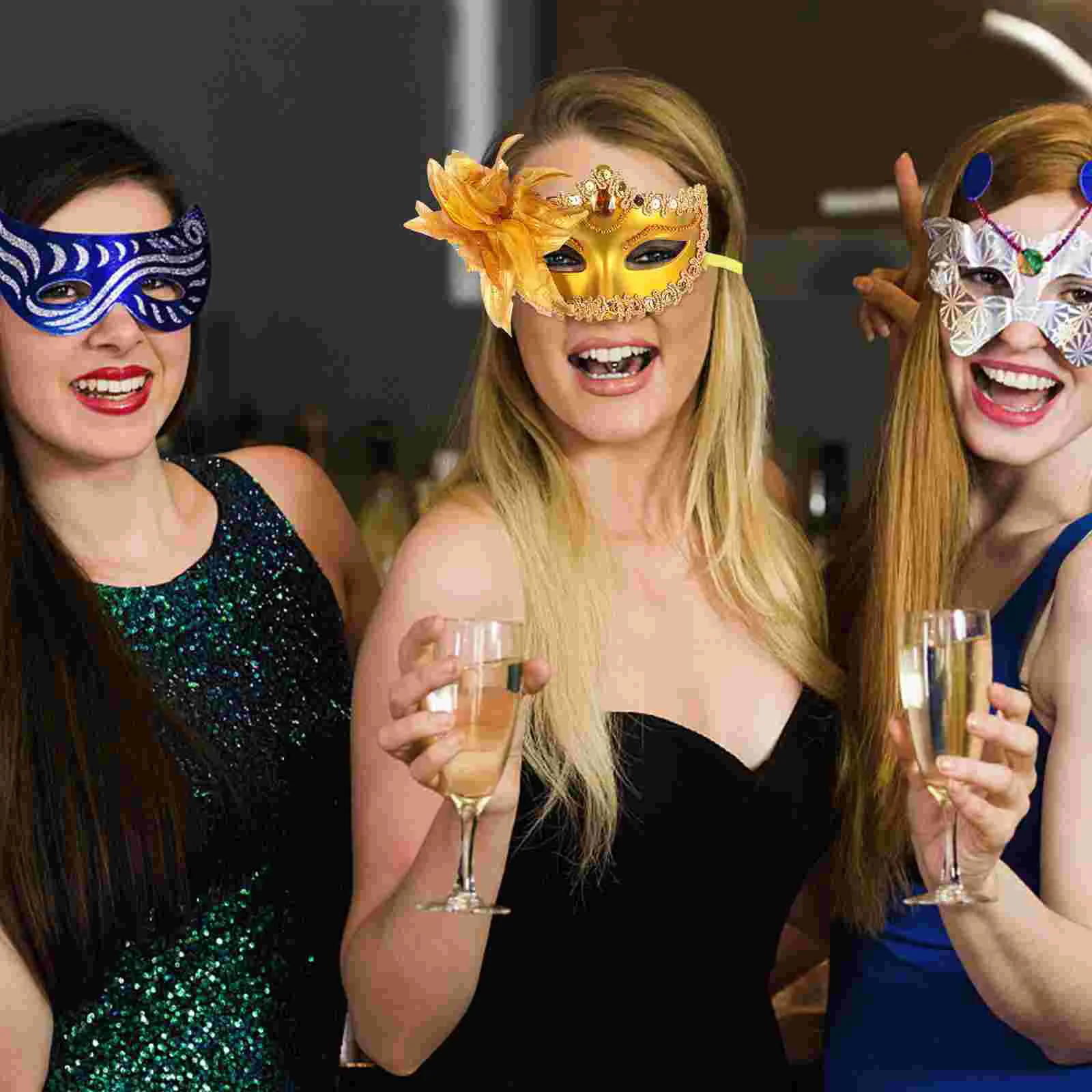 2 Pcs Lily Mask Flower Face Cosplay Decorative Half Princess Masquerade Plastic Cloth For Ball