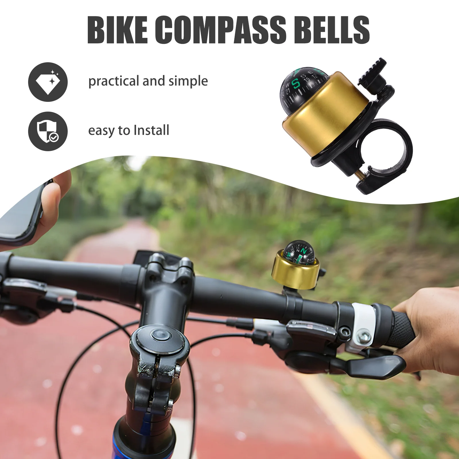 

Bike Bell Ring Durable Compass Warning Bells for Bicycles Simple Electric Vehicles Golden Rainproof Practical Installation
