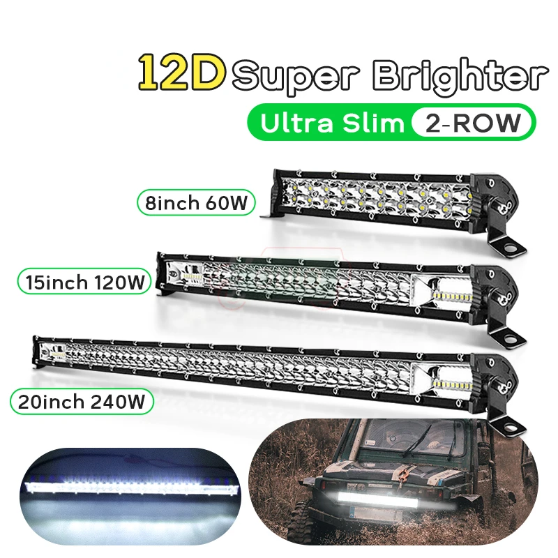 Światło robocze/lekki pasek 12V 24V Led lampa Super cienki listwa LED do ciągnika 4X4 Offroad 4WD ATV ciężarówka LED Spot Flood listwa Led światła