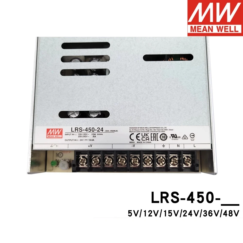 Imagem -02 - Média Bem Lrs450 110v 220v ac para dc 5v 12v 15v 24v 36v 48v Saída Única Fonte de Alimentação Meanwell Smps Lrs-45024