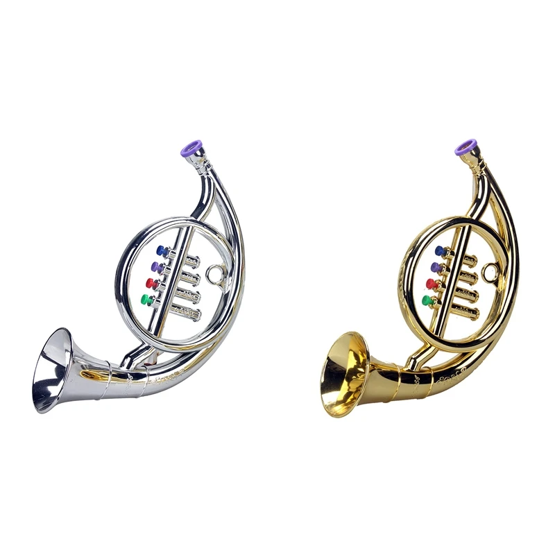 French Horn 4 Colored Keys Early Education Musical Toy Props Play Mini Musical Wind Instruments For Children Toy