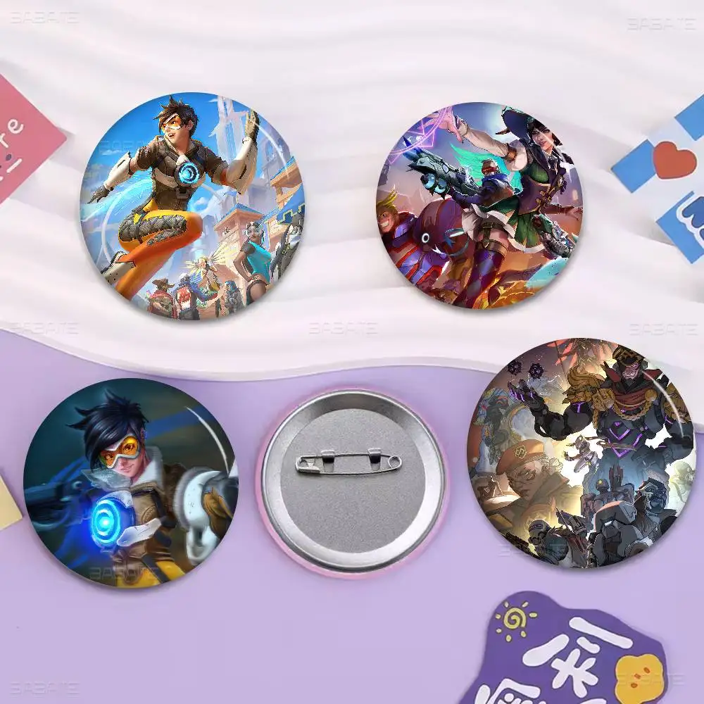 Game O-Overwatchs 58mm Cute Series Pins Funny Badge Interesting Cartoon Animals Brooches Backpack Clothes Gift Accessory