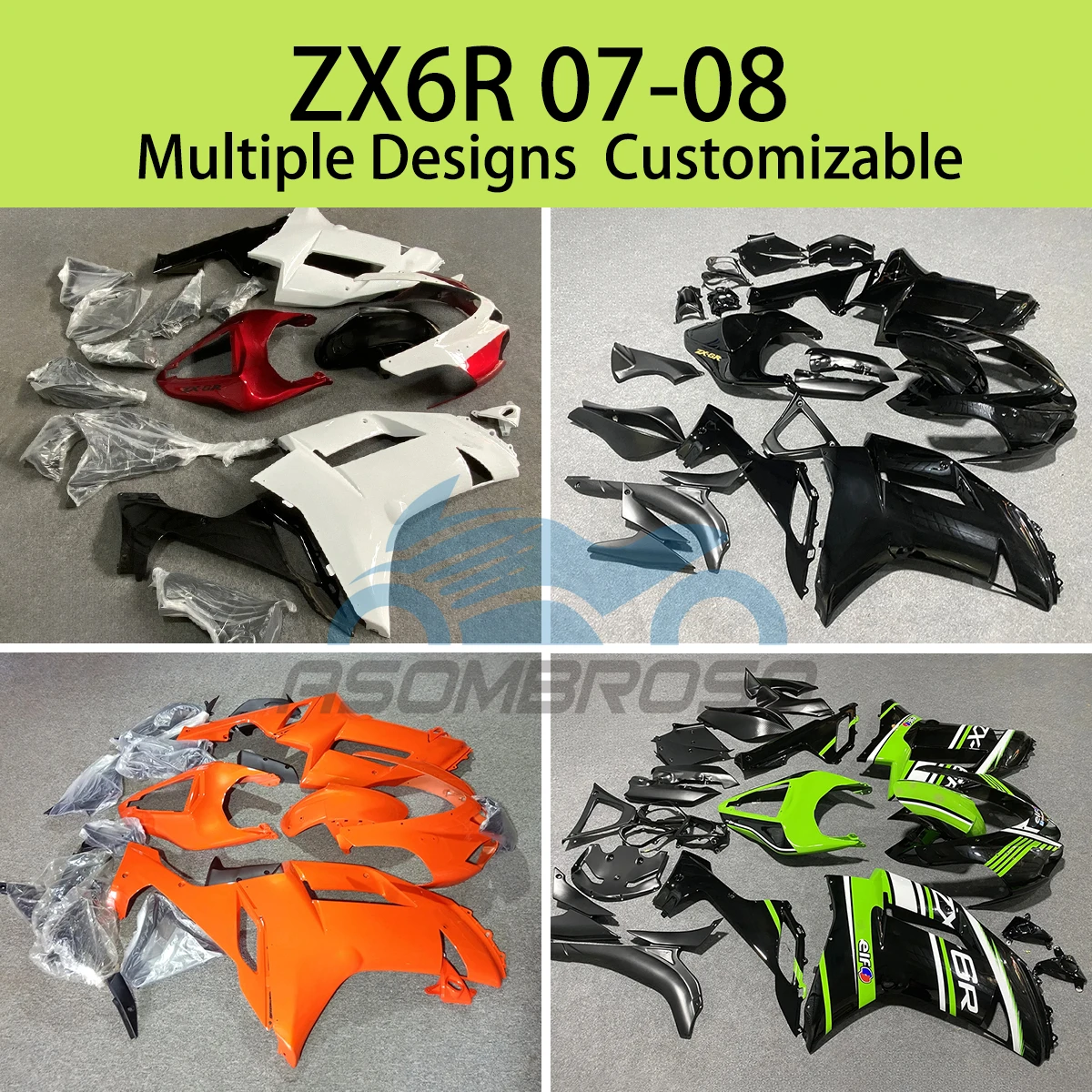 

100% Fit Fairing Kit ZX6R 07 08 Motorcycle Accessories 100% Injection Fairings Cover Parts for KAWASAKI 636 ZX 6R 2007 2008