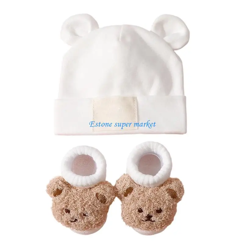 090B قبعة الوليد الدب نمط الجوارب نسيج القطن والبوليستر لمسة لطيفة لراحة الطفل #5