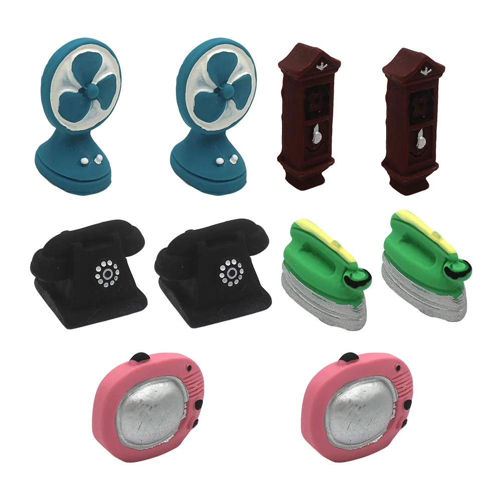 10 Uds. De electrodomésticos en miniatura, juego de decoración de escena Vintage, muebles pequeños de resina, accesorios para manualidades DIY, juego de simulación, regalo para niños