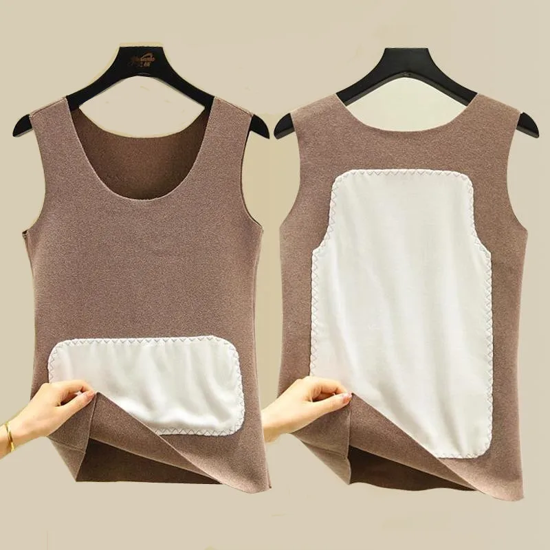 Women's Thermal Double-Faced Fleece Vest Thickened Fleece Lined Inner Wear Dervo Vest  Color Commute Style plus Size