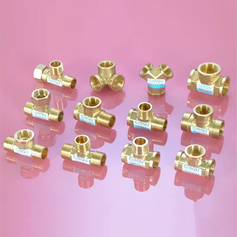 Brass Pipe Fitting 1＂to 1/2＂3/4＂Female/Male Thread Copper Connector Elbow Tee Bushing Reducing Pipe Joint Thread Coupling Nipple