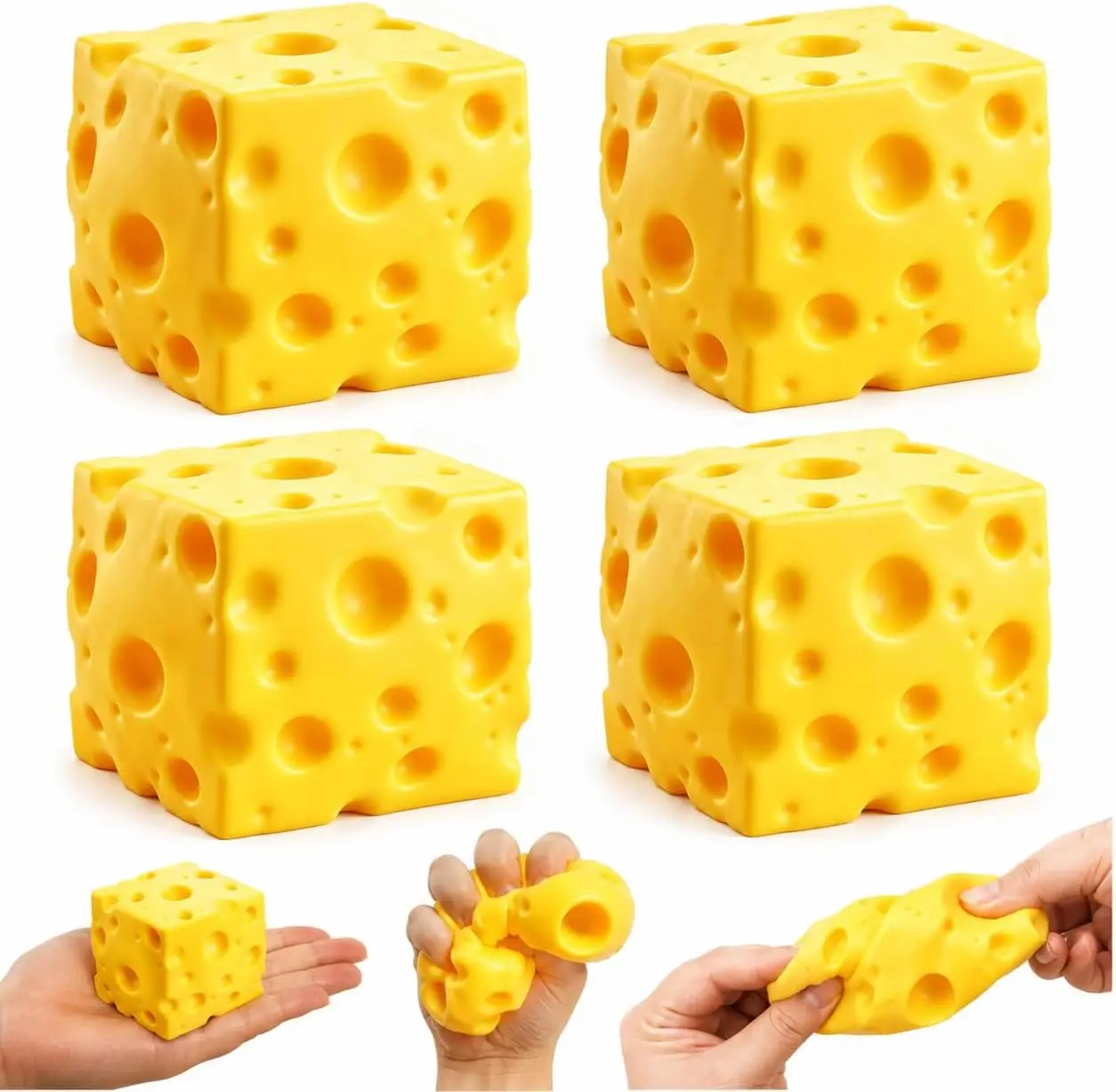 Jumbo Cheese Cube Stress Ball Big Cheese Shapeable Squeeze Ball Non-Bounce Fidget Toy ASMR Sensory Anti-Stress Festival Gift