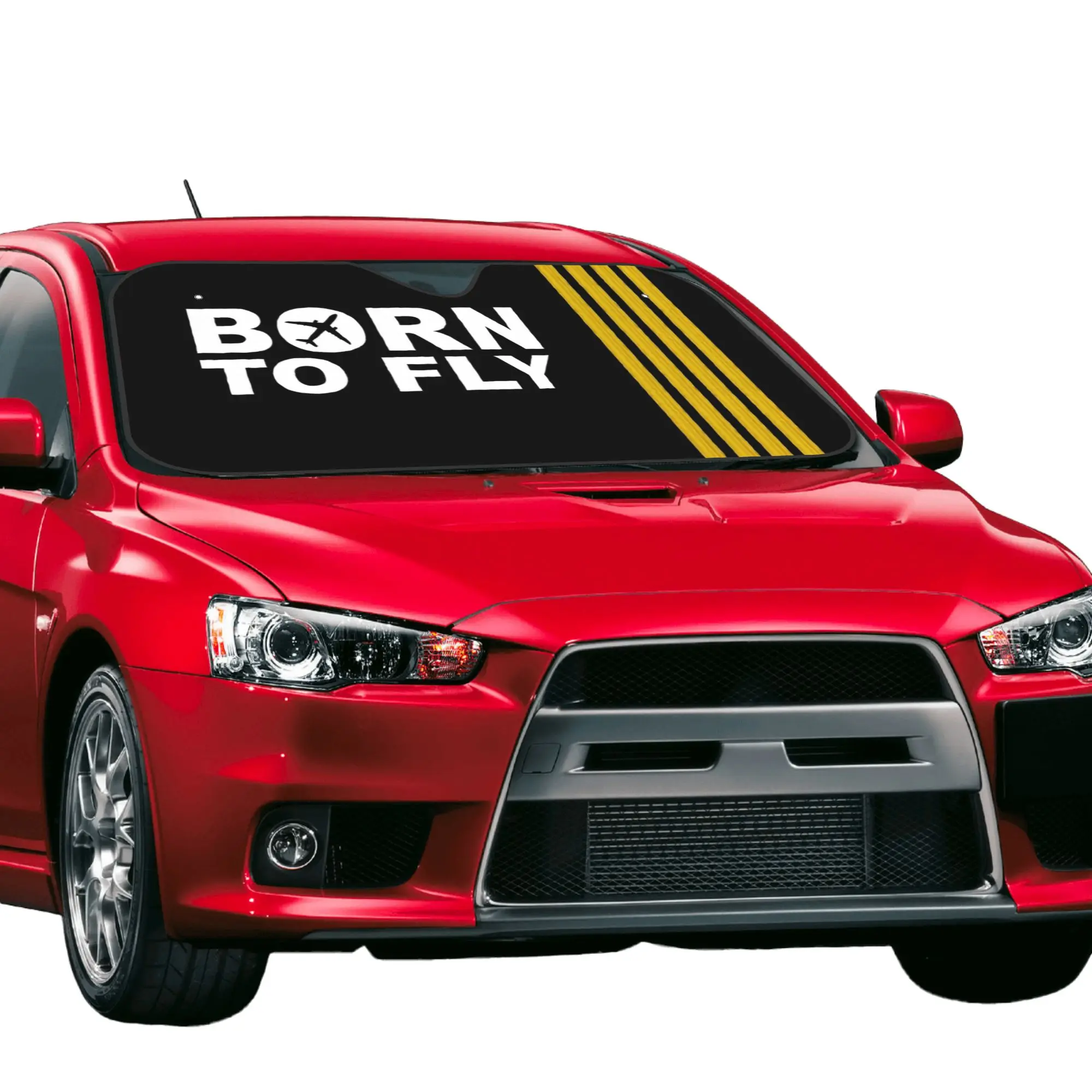 Born To Fly Captain Stripes Flight Car Front Windshield Sun Visor Heat Insulation Aviation Aviator Airplane Foil Auto Visor
