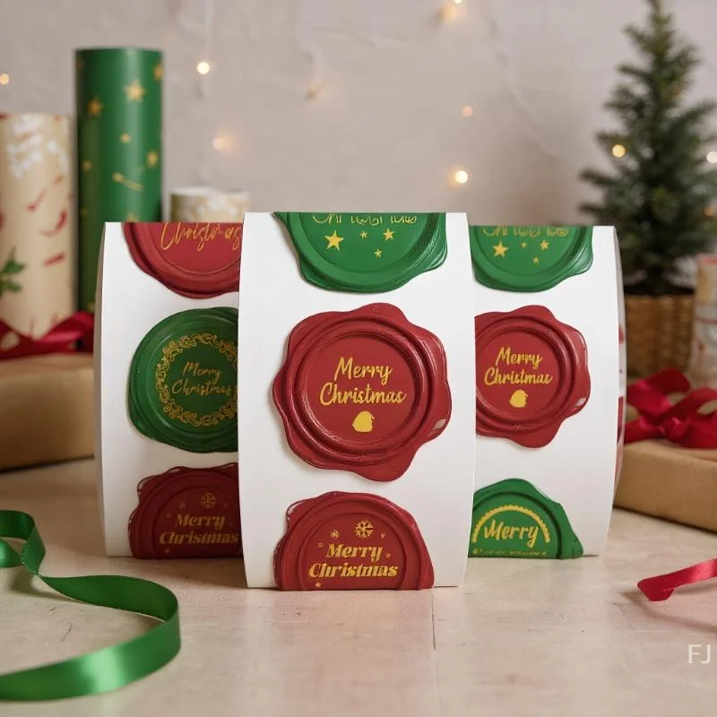[YU]500개 메리 크리스마스 스티커 1인치 원형 크리스마스 태그 스티커 어린이 선물 베이킹 패키지 봉투 문구 장식용