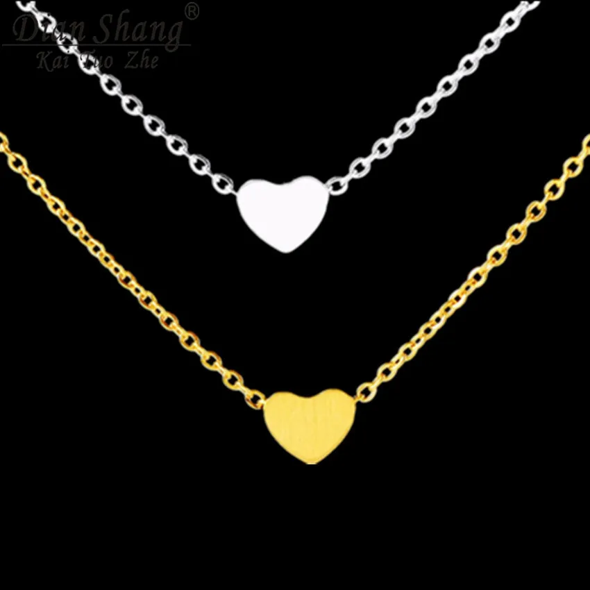 V Attract 10pcs Stainless Steel Necklace Gargantilha Femme Jewelry Tattoo Choker Tiny Heart Charm Necklace For Women