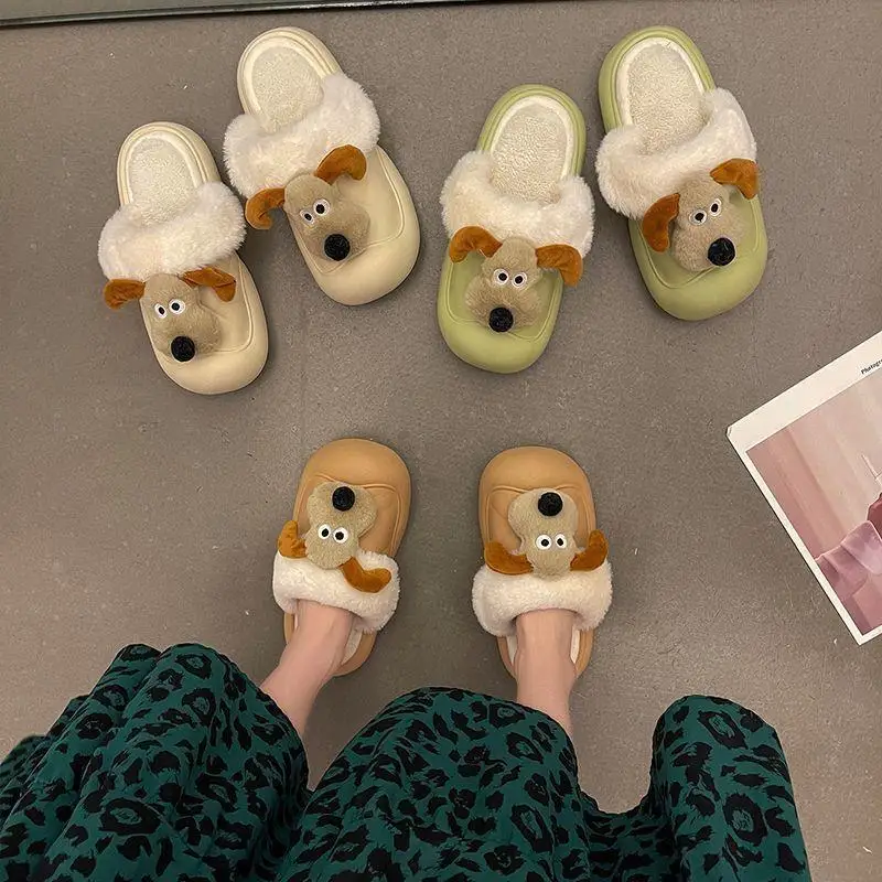 Kawaii Cute Gromit Slippers Cotton Slippers Can Be Worn Externally Winter Removable Student Girl Birthday Gift For Girlfriend