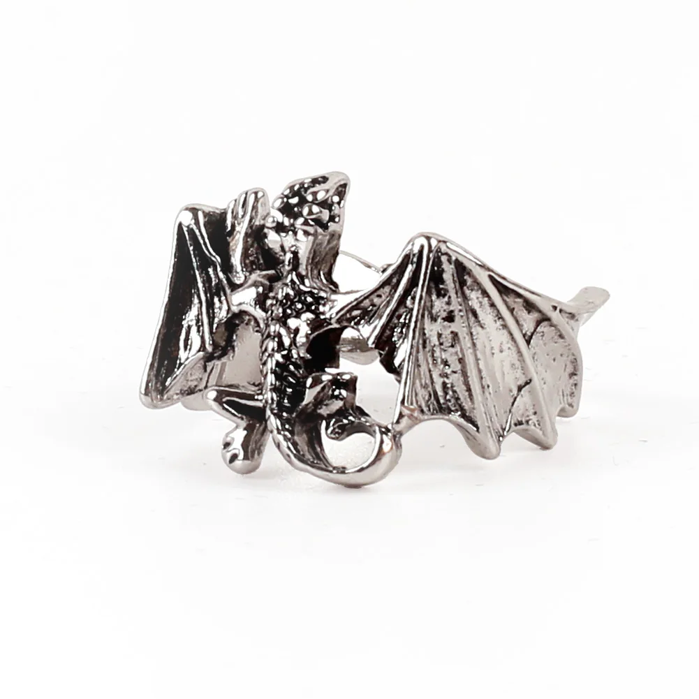 Metal Lizard Ring Retro Pterosaur Bat Decoration Punk Adjustable Men's Ring Couple Finger Circlet Jewelry Holiday Party Favor