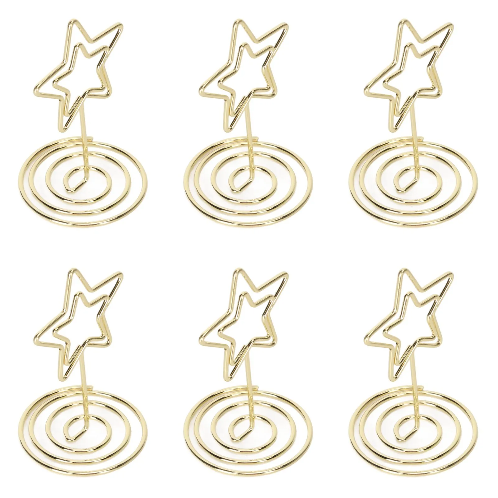20PCS Place Card Holder Small 5 Pointed Star Shape Photo Picture Holders Table Card Holder Gold