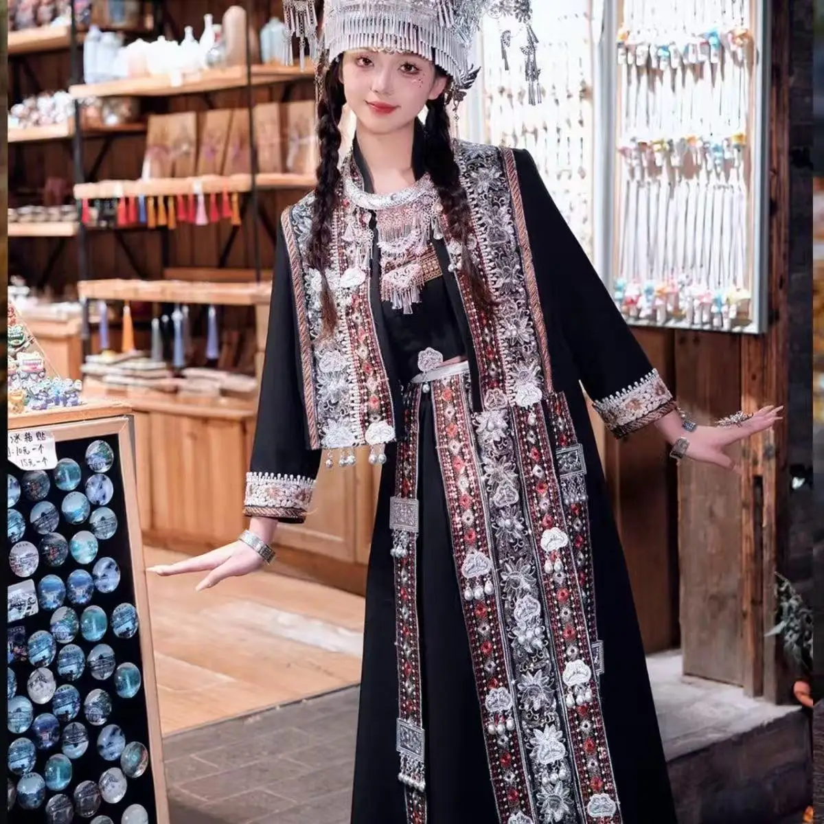 

Костюм для косплея в стиле Мяоцзян для девушек, традиционная одежда народности хмонг для женщин, праздничные наряды для выступлений на сцене, женское платье, нишевая модель