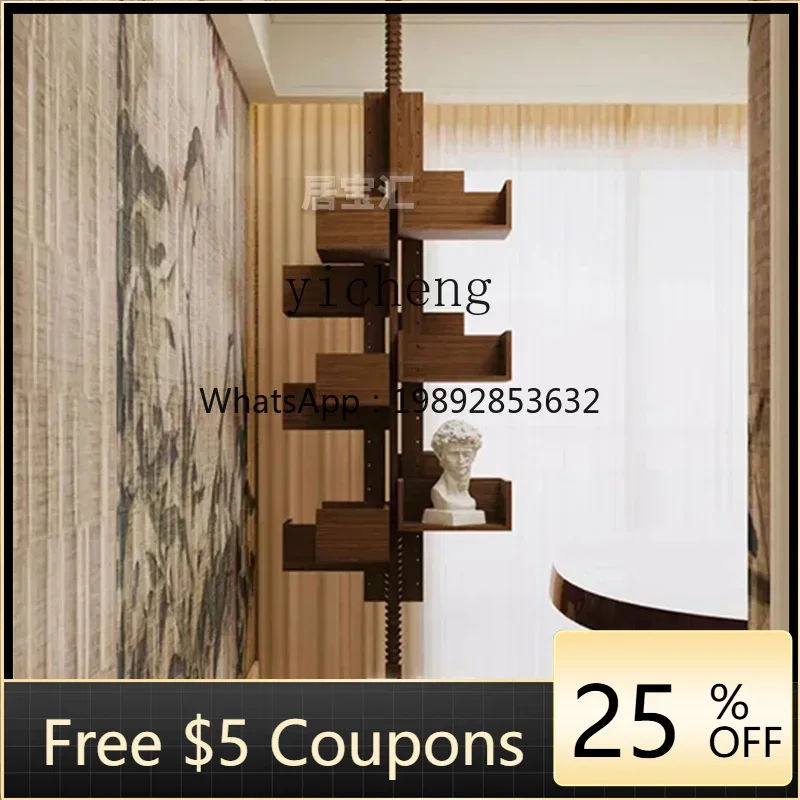 

AA rotating bookshelf vertical ebony villa living room corner creative multi-layer storage display stand