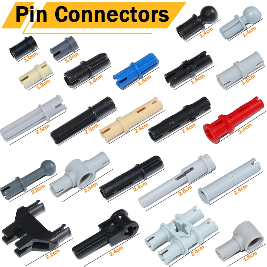Technical Building Blocks MOC Parts Bolt Pin with Friction Ridges Peg Cross Axle Connector Bricks 4274 6558 2780 3673 43093 3749