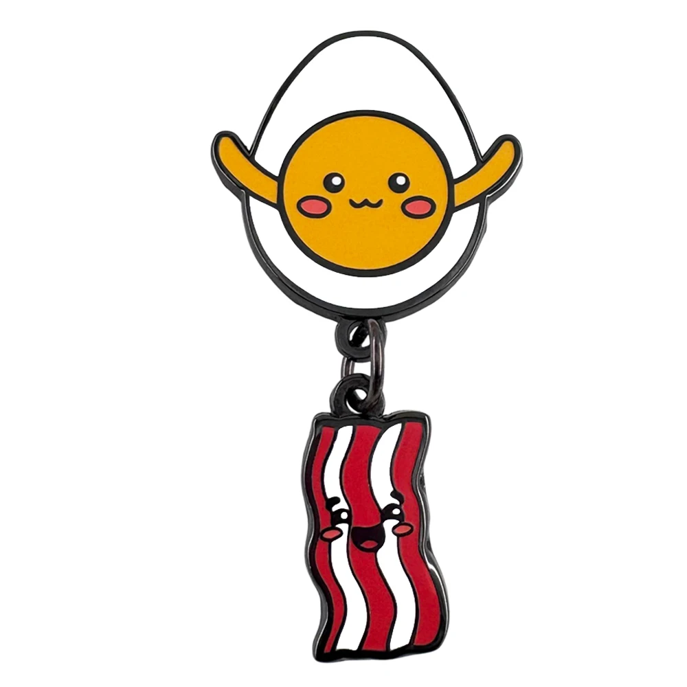 Cute Cartoon Style Fried Egg Bacon Combination Enamel Pin Inspired Classic Breakfast Food Pairing Lapel Brooch Kawaii Gift Badge