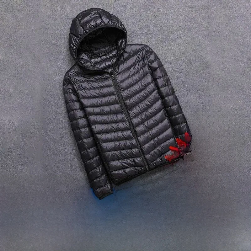 

Ультратонкая мужская куртка с капюшоном и воротником-стойкой, утепленная хлопком, больших размеров, демисезонная, легкая