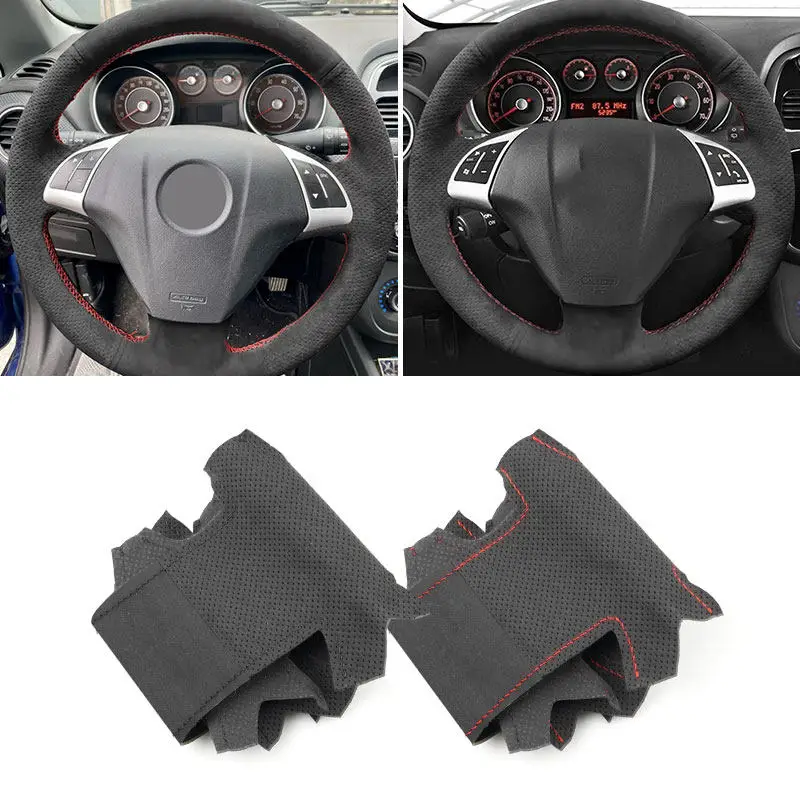 

Suede Perforated Leather Trim For Fiat Bravo Punto Linea 2007-2019 Doblo Qubo For Opel Combo 2012-2017 Car Steering Wheel Cover