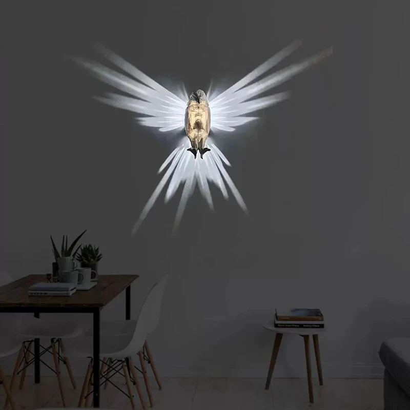 3D Imprimir Pássaro Lâmpada De Parede, Coruja, Forma De Águia, Projetor, Atmosfera Criativa Moderna, Sconce Light, Corpo Animal Iluminação Lustre