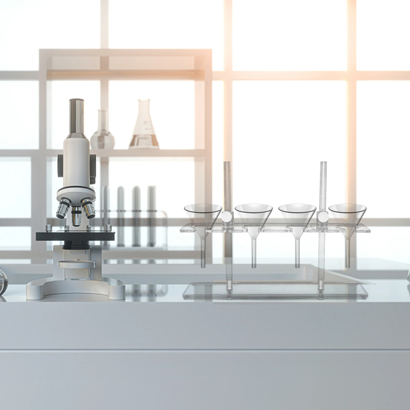 

1pc 4 Hole Lab Funnel Stand Adjustable Holder For School Clinic Test Pipe Stand Laboratory Supplies Test Tube Rack