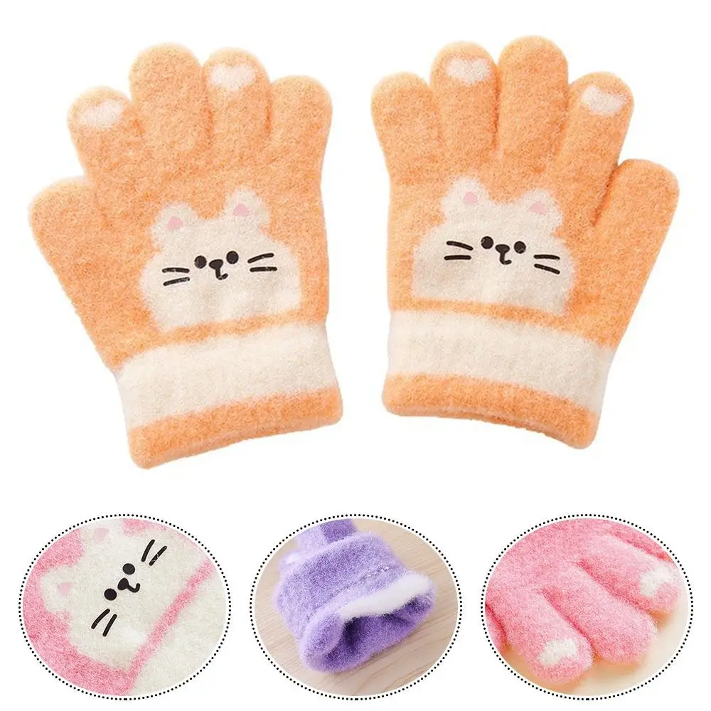 قفازات متينة لطيفة على شكل قطة للأطفال دافئة سميكة للأولاد والبنات قفازات مقاومة للبرد للخريف والشتاء #4