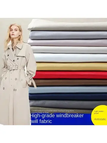 Polyester Fiber Solid Color Fabric Wrinkle Resistant Fine Twill Draped Jacket Parka Trench Cloth for Fashion Sewing By The Yard