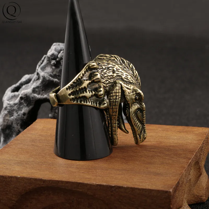 Brass Komodo dragon Ring Fashion Ring Party Jewelry Men\'s Adjustable Size Finger Ring Bands Copper Jewelry Animal Ring
