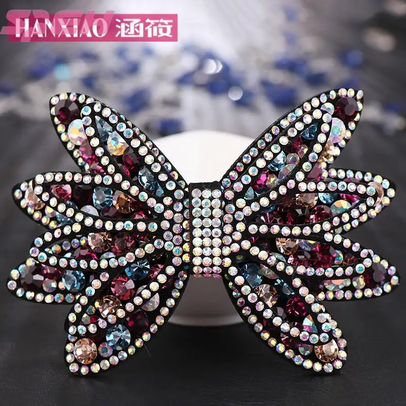 Headwear Rhinestone hairpin bow spring clip top clip double-layer crystal high-grade jewelry adult female horsetail clip