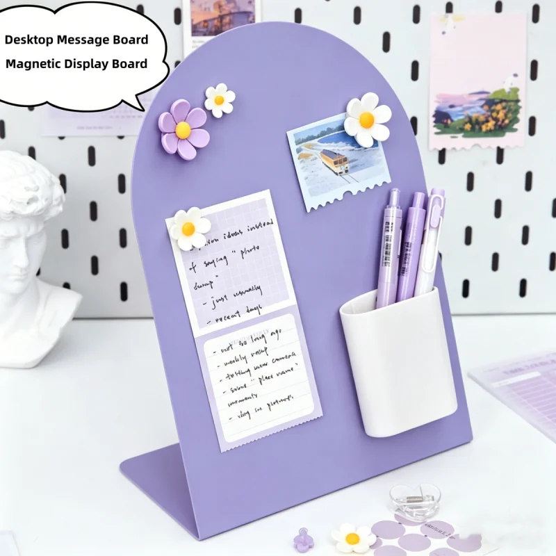 Stylish Desktop Magnetic Metal Board, Standing Memo Message Board Household Office Desktop Note Reminder Planner Board